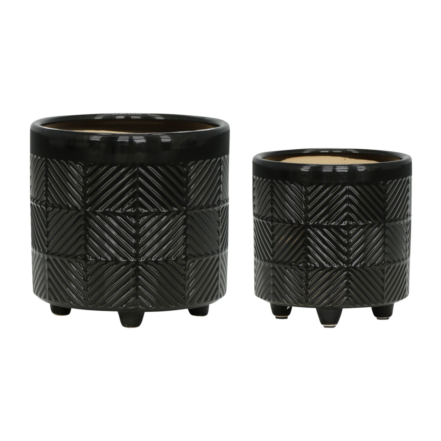 Geo Black Planter Pots, Set of 2