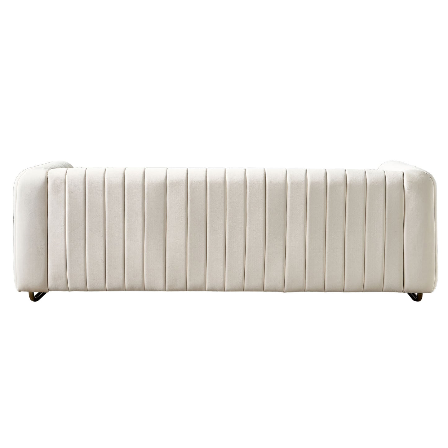 84" Channel Velvet Sofa, Beige