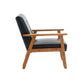 Solid Wood Mid-Century Modern Leather Accent Chair