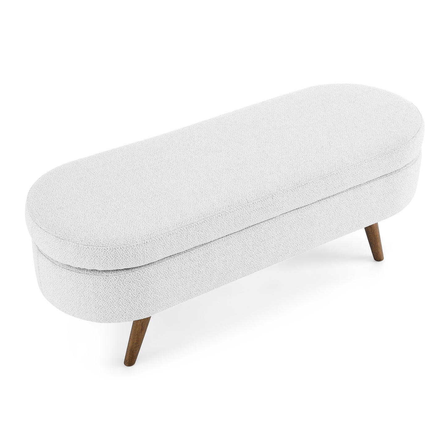 Kendrick Linen Oval Storage Bench, White