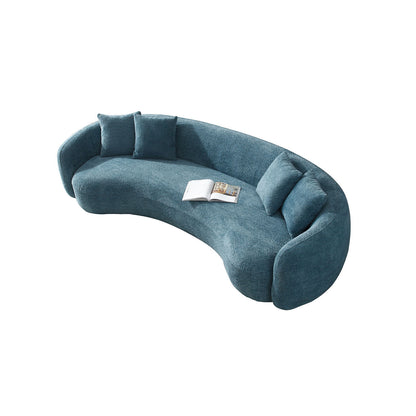 Lunara Curved Bouclé Sofa, Blue