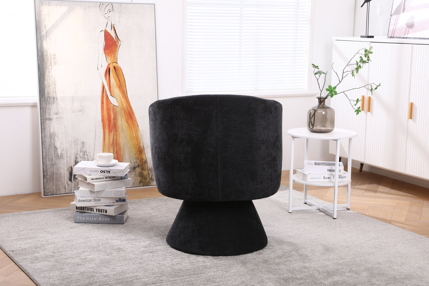 Swivel Barrel Armchair, Black