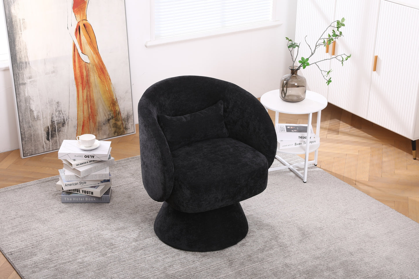 Swivel Barrel Armchair, Black