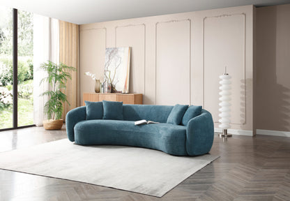Lunara Curved Bouclé Sofa, Blue
