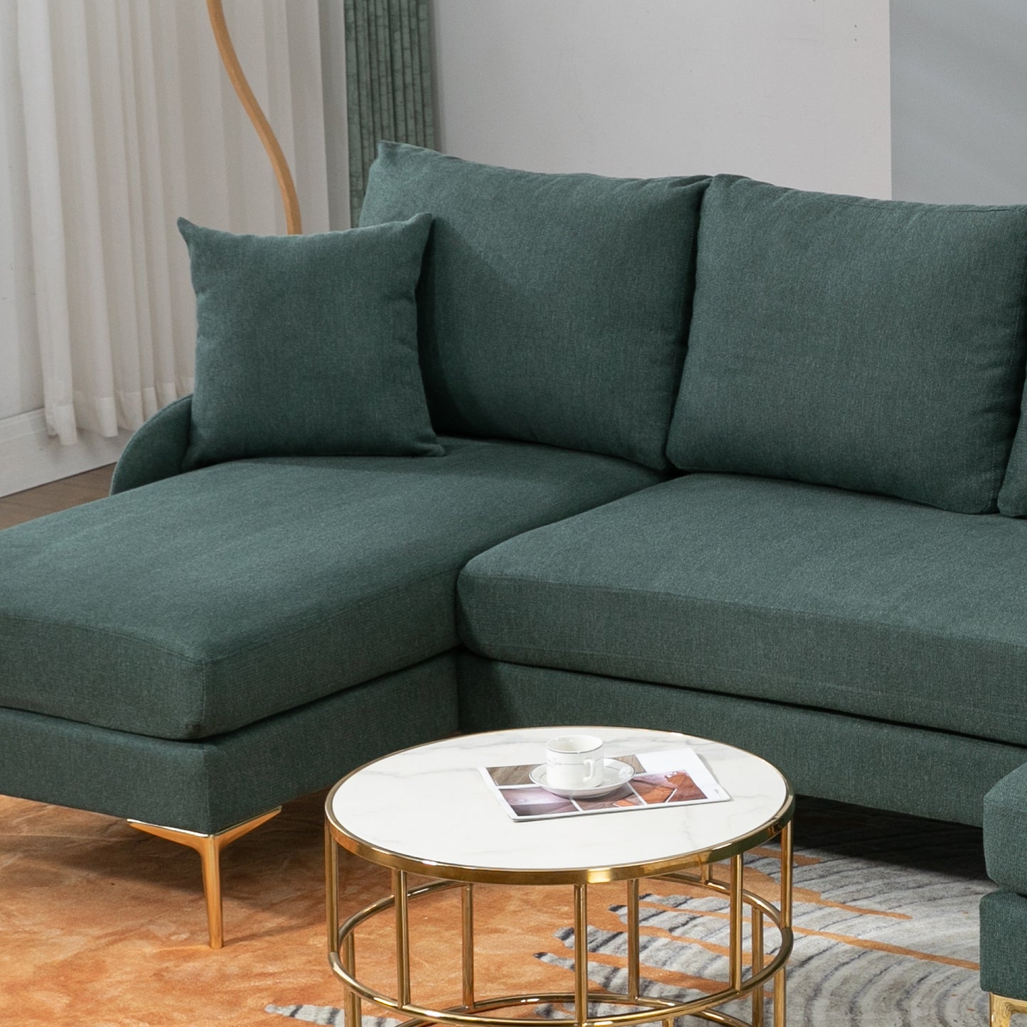 110'' Allen  Reversible Chaise Sectional Sofa, Green