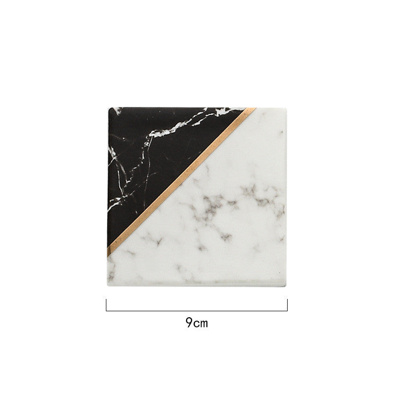 White and Black Marble Coasters, Set of 4