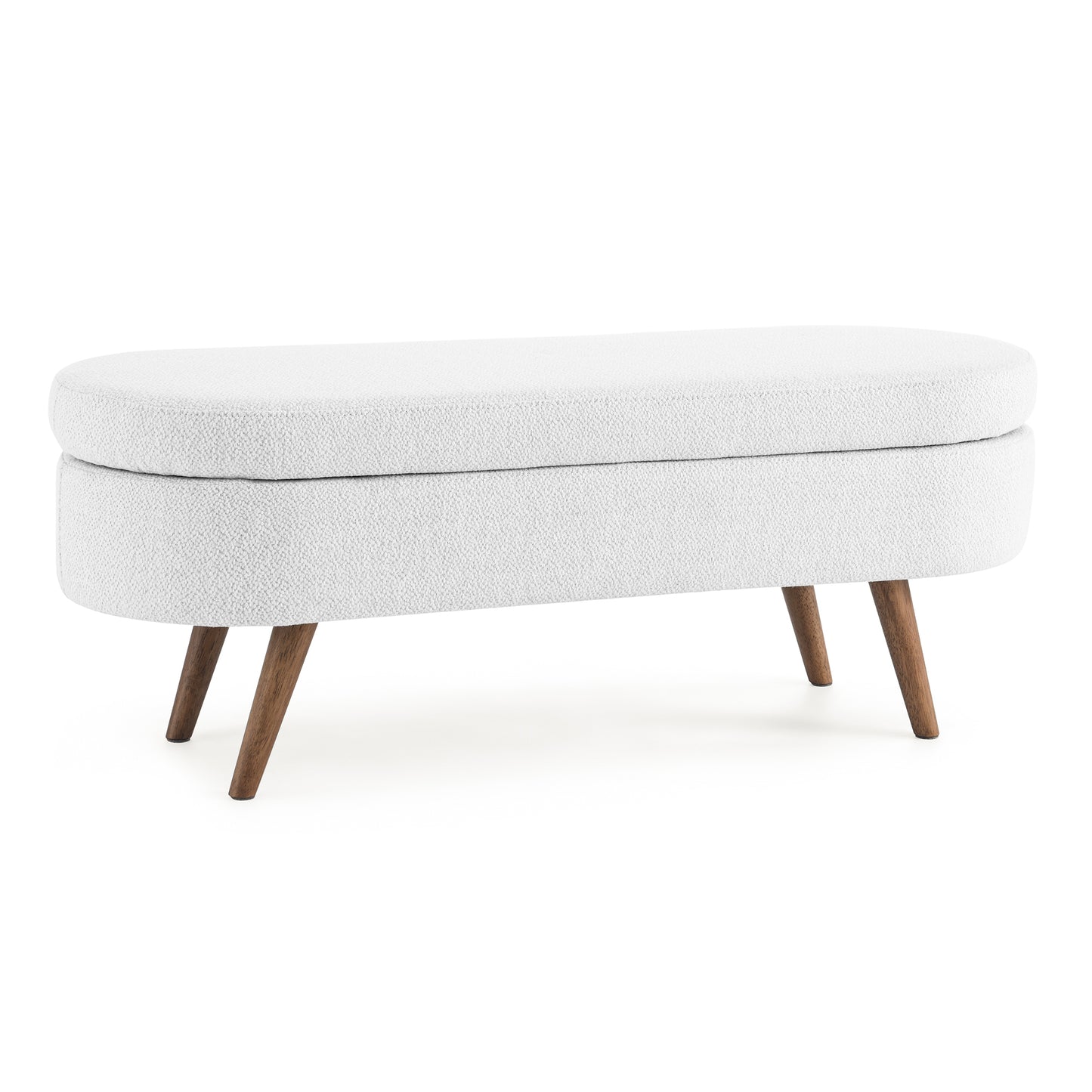 Kendrick Linen Oval Storage Bench, White