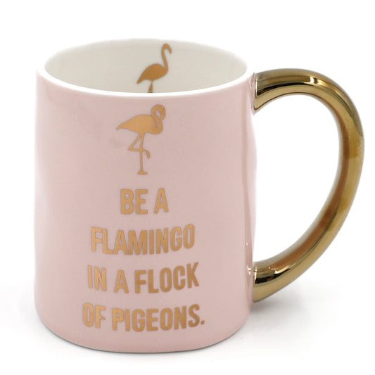 13.5 oz Stoneware Ceramic Mug With Sayings,"Be a Flamingo in a Flock of Pigeons"