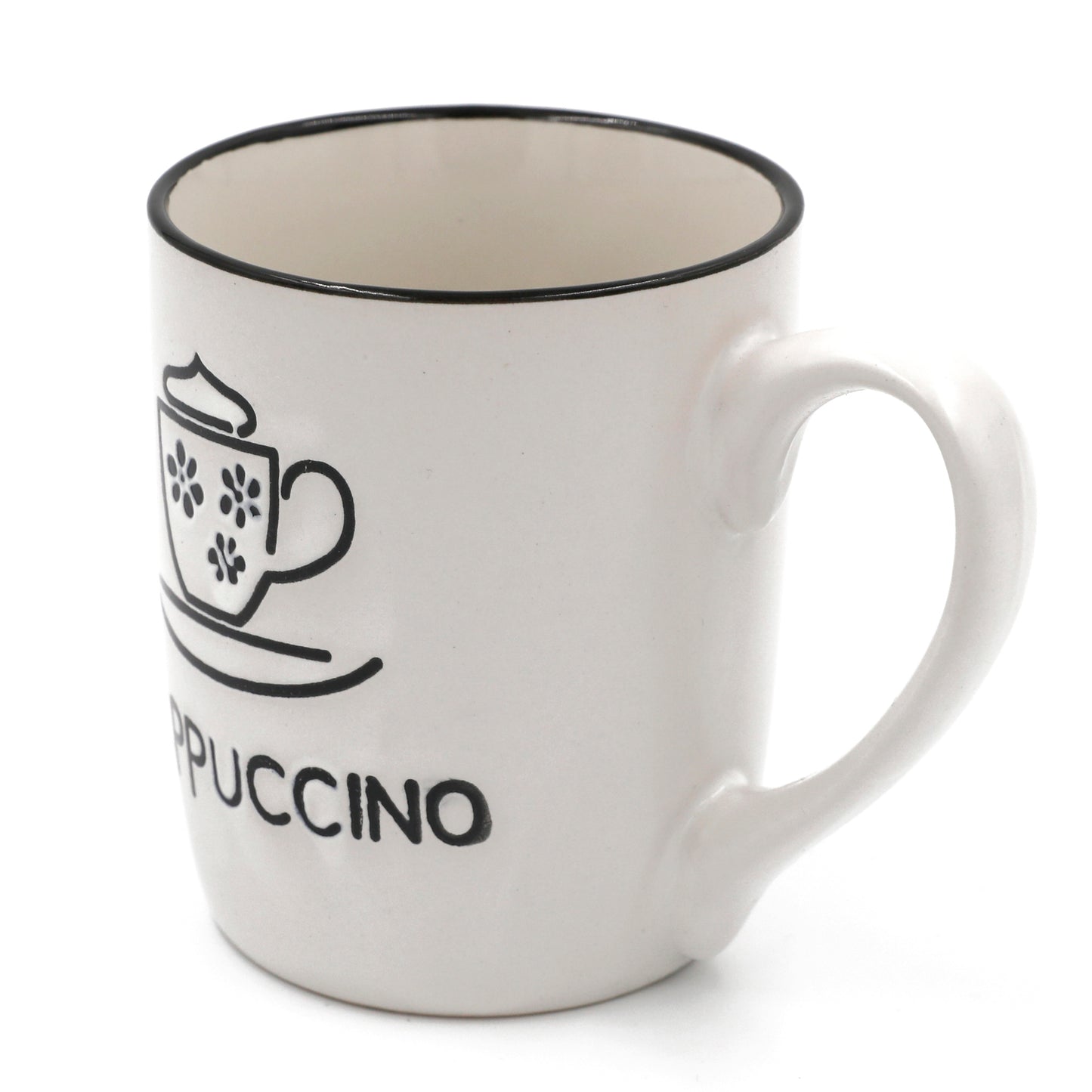 13 oz White Vintage Stoneware Coffee Mugs With Quotes,"Cappuccino"