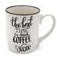 13 oz White Vintage Stoneware Coffee Mugs With Quotes,"The Best Time to Drink Coffee is Now"